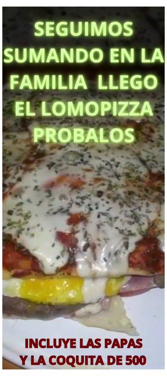 Rotisería La Familia — Lomopizza con papas y Coca