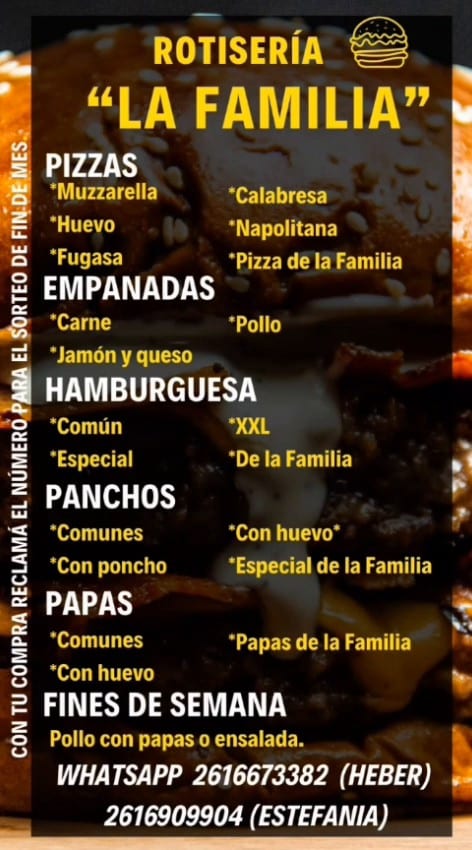 Rotisería La Familia — Menú pizzas, empanadas y hamburguesas